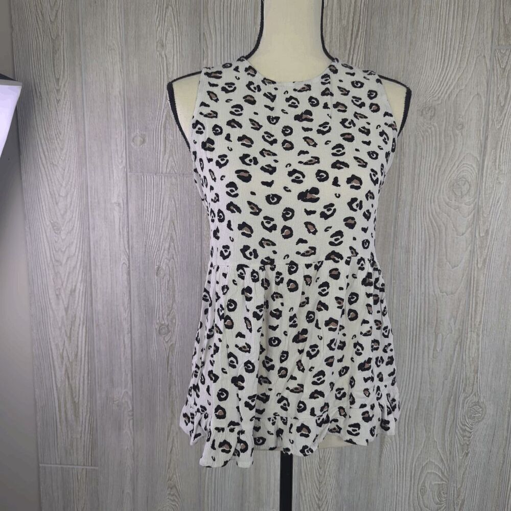 MTS Women's Large Grey Black Animal Print Sleeveless Blouse Top Shirt